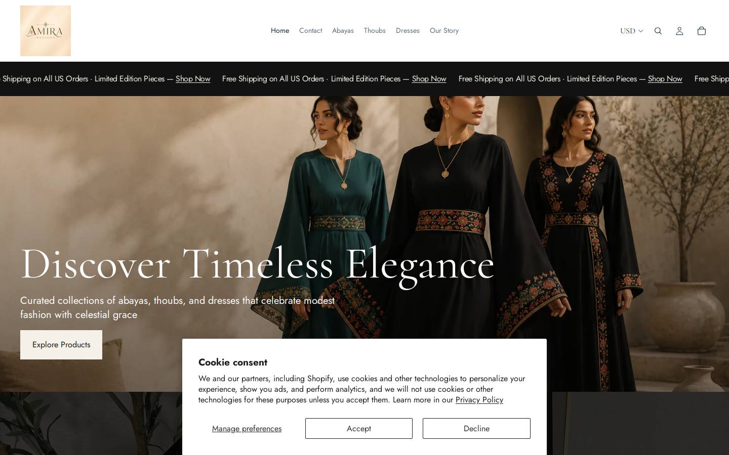 amiradesigns.com homepage screenshot