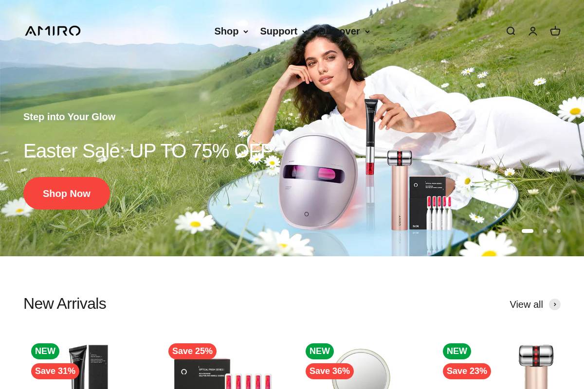 amirobeauty.com homepage screenshot
