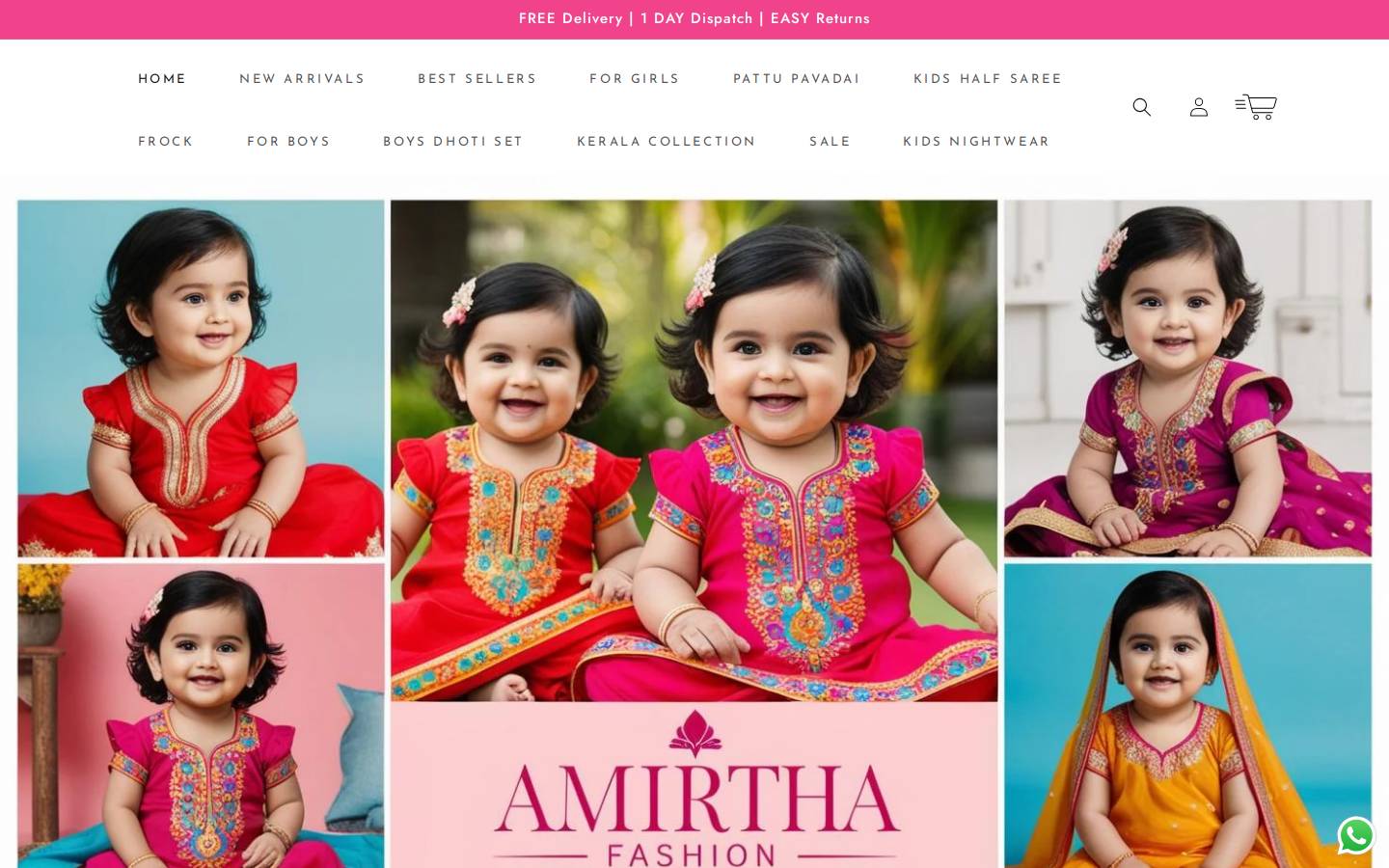 amirthafashion.com homepage screenshot