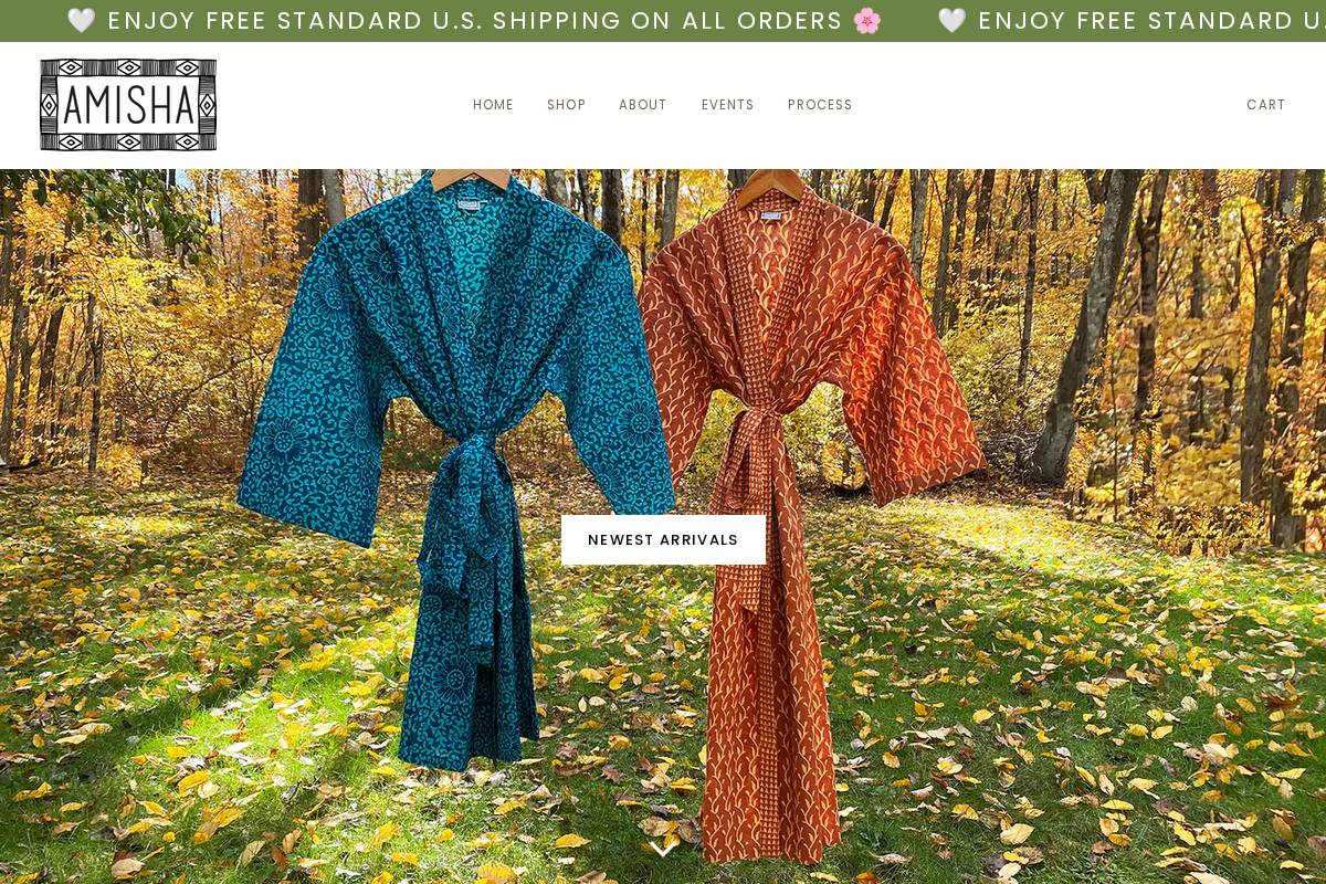 amishadesign.com homepage screenshot