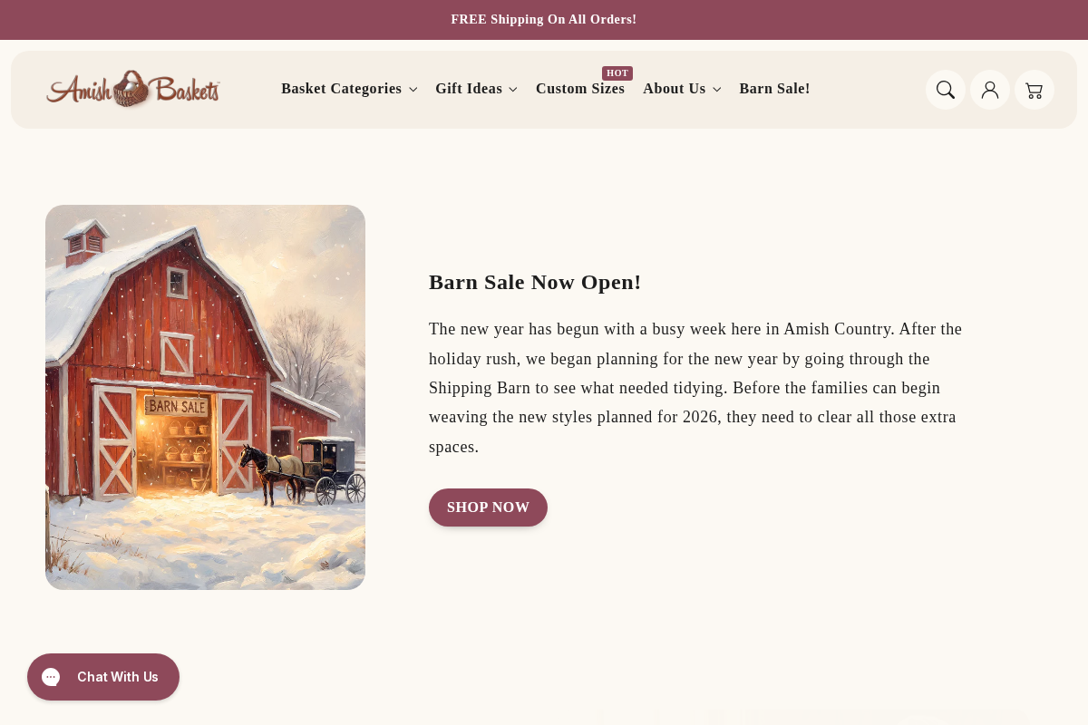 Amishbaskets.com homepage screenshot