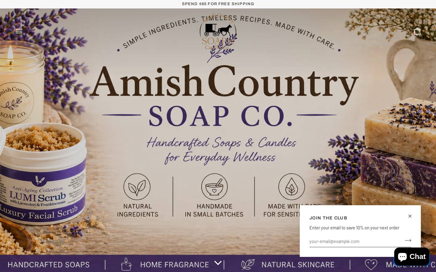 amishcountrysoapco.com homepage screenshot