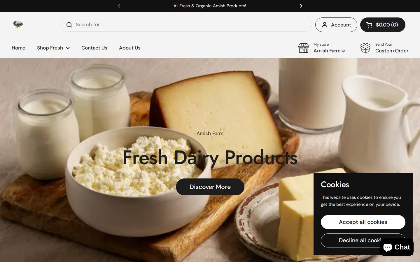 Amishfarmpa homepage screenshot