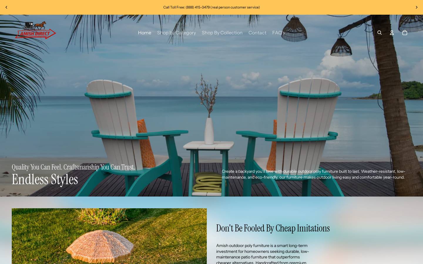 amishoutdoordirect.com homepage screenshot