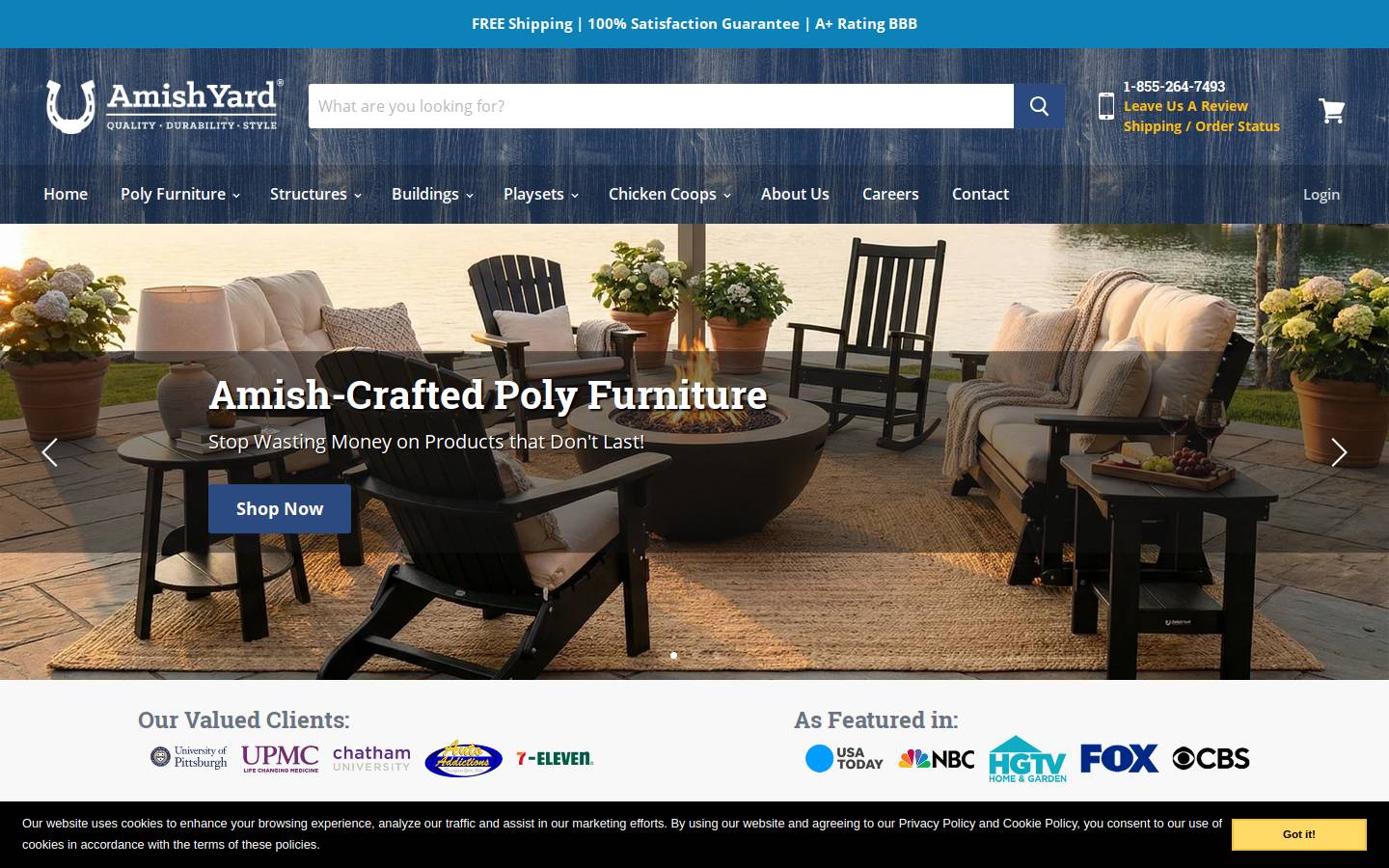 Amish Yard homepage screenshot