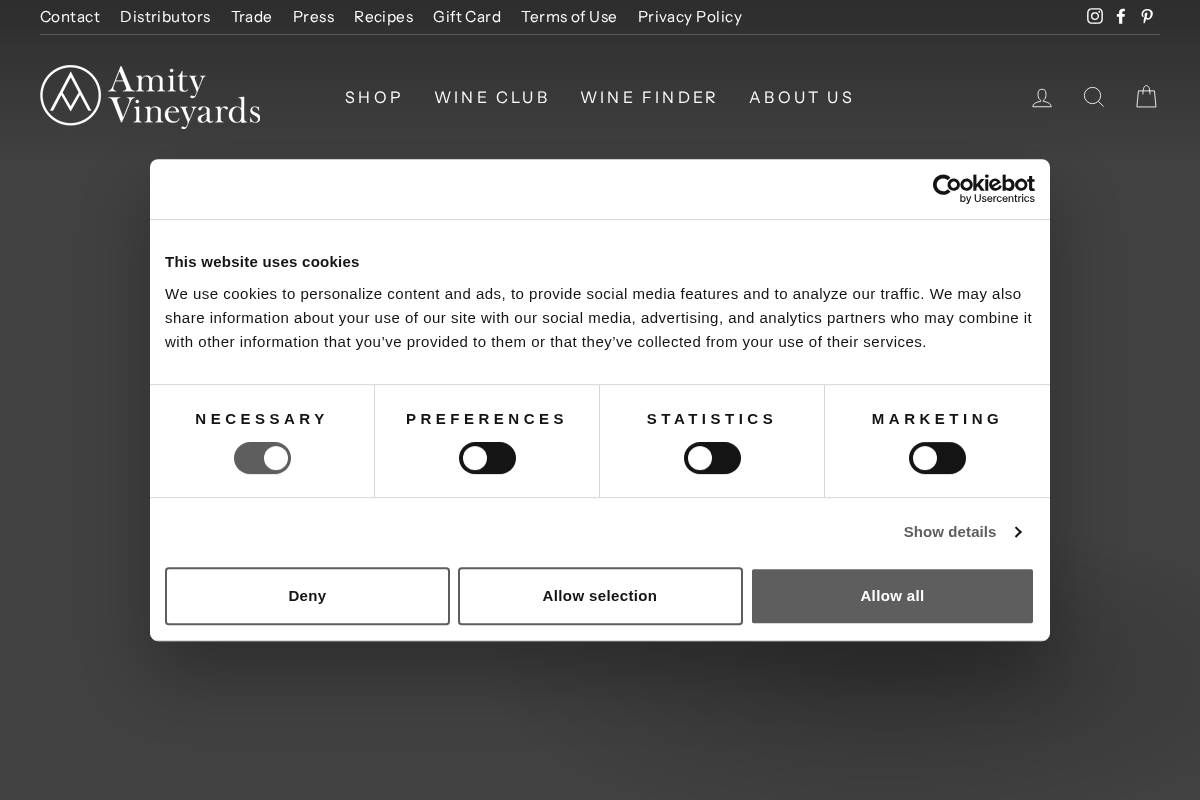 amityvineyards.com homepage screenshot