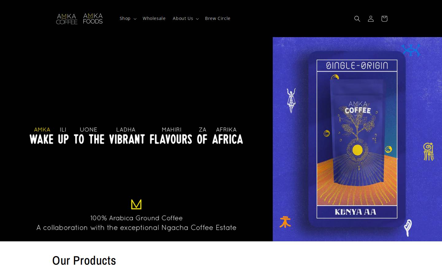 amkafoods.com homepage screenshot