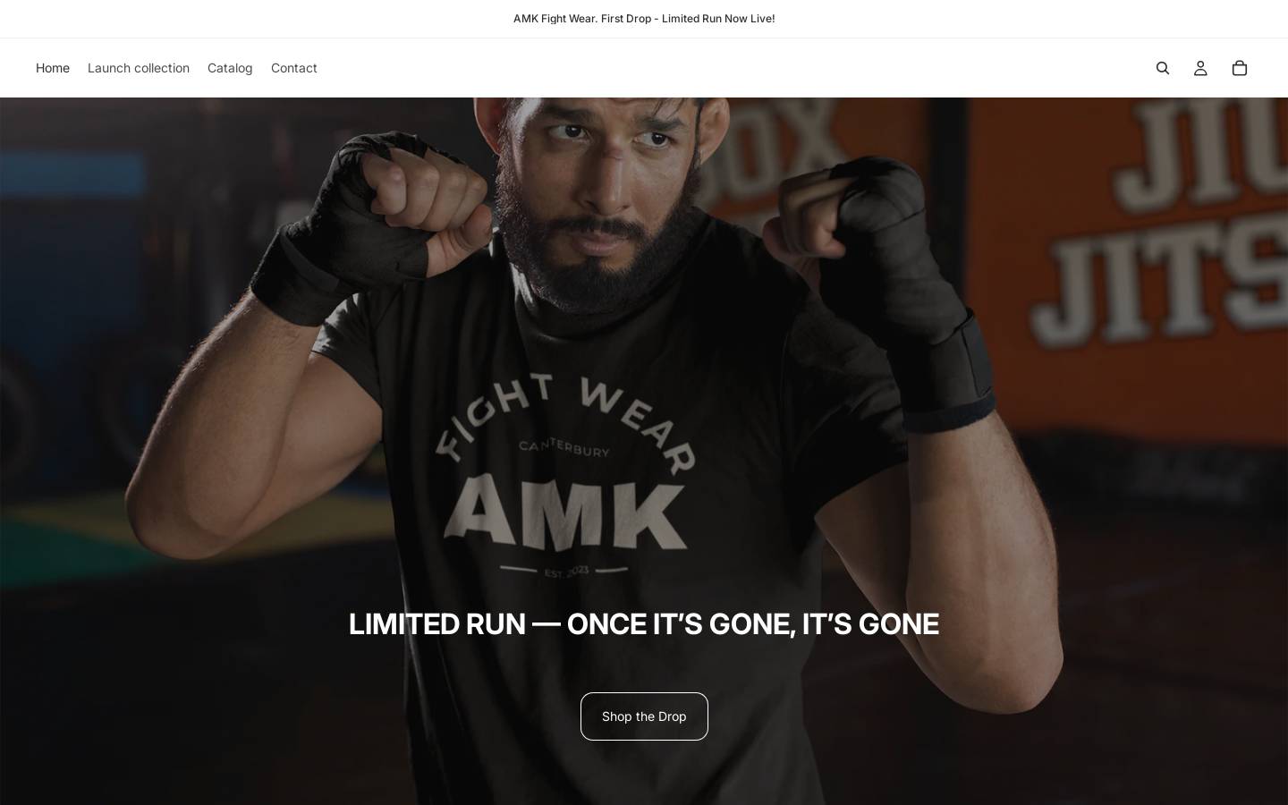 amkfightwear.com homepage screenshot