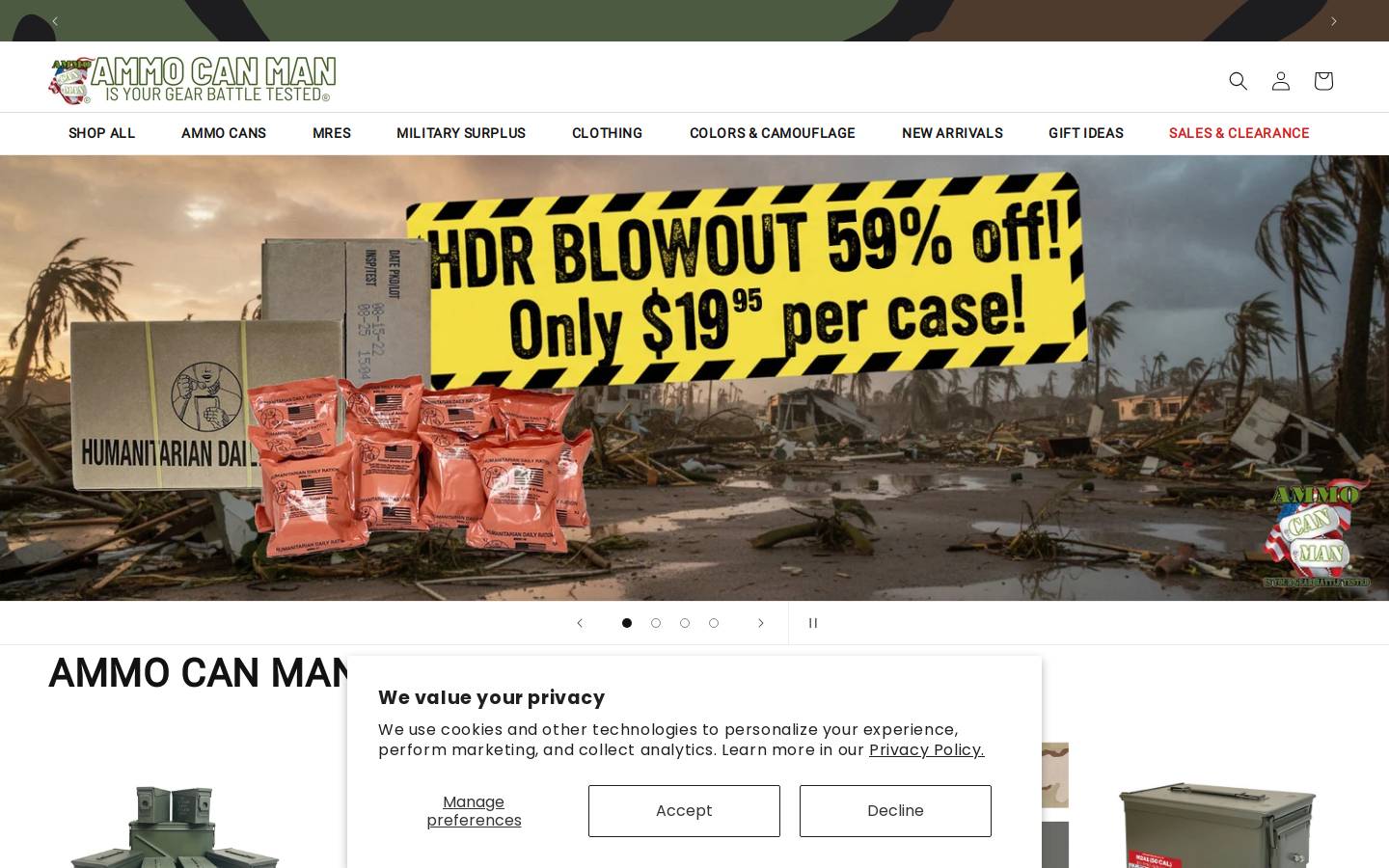 ammocanman.com homepage screenshot
