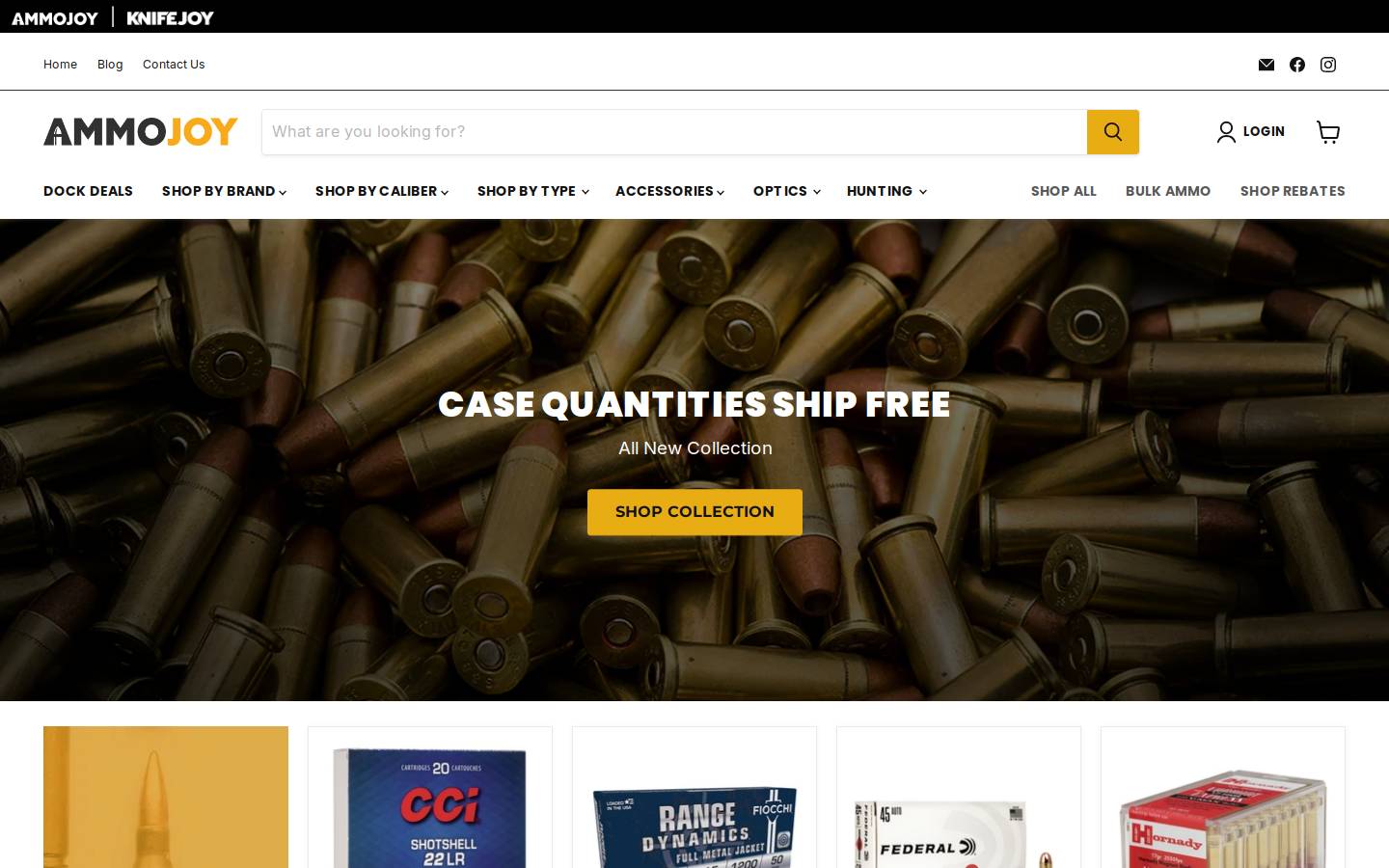 ammojoy.com homepage screenshot