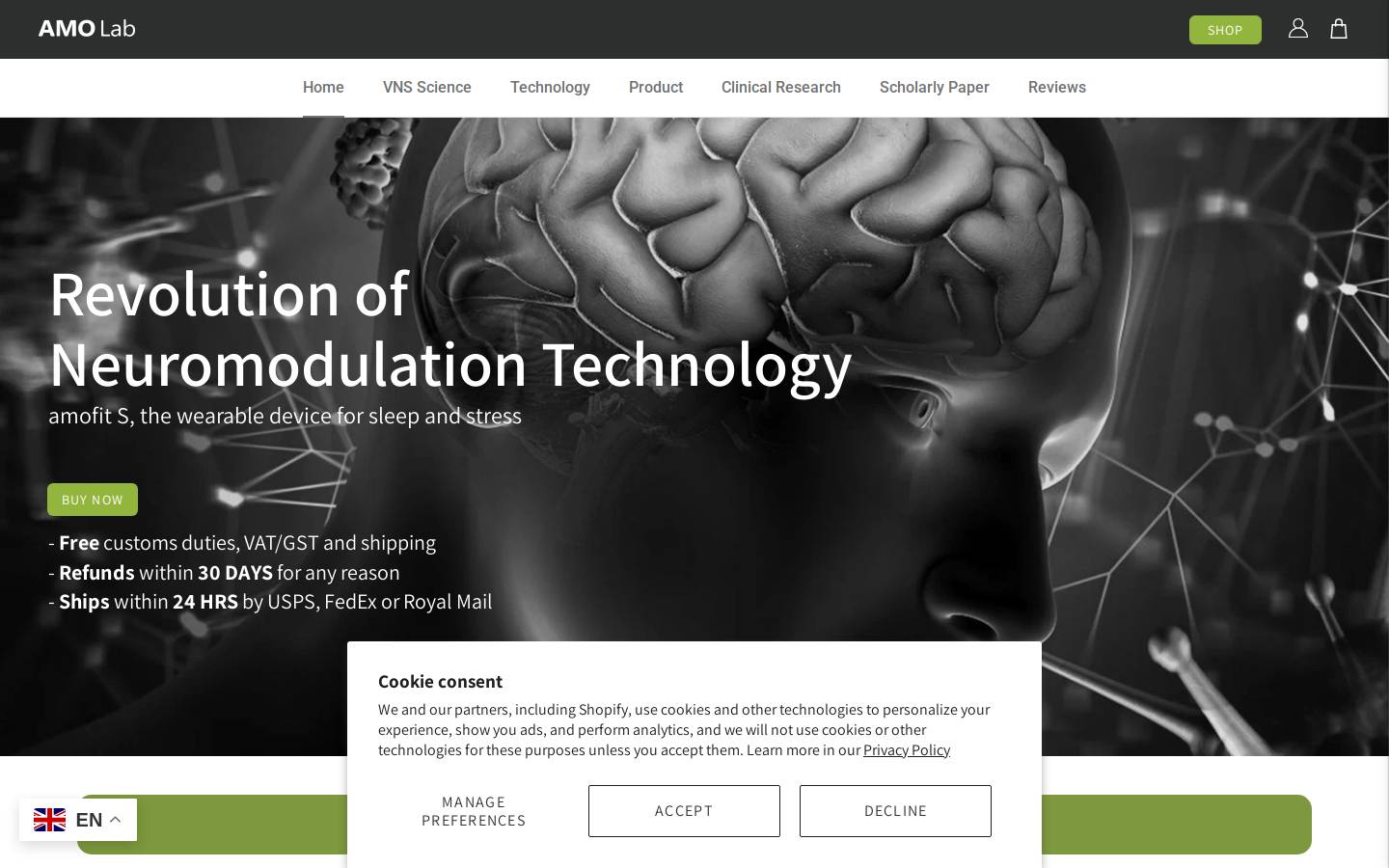 amofit S homepage screenshot