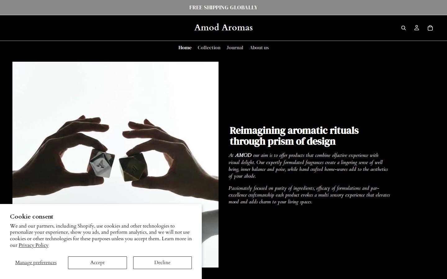 amodaromas.com homepage screenshot