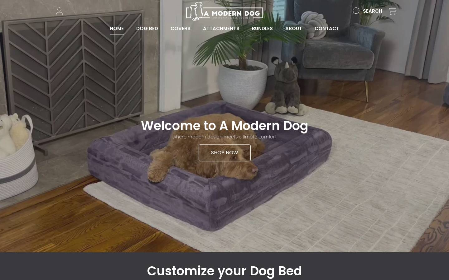 amoderndog.com homepage screenshot
