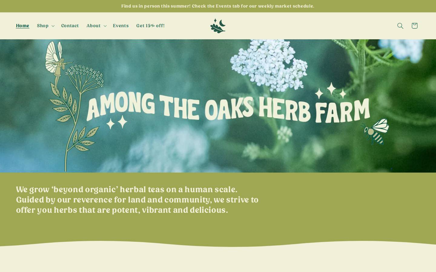 amongtheoaksfarmstead.com homepage screenshot