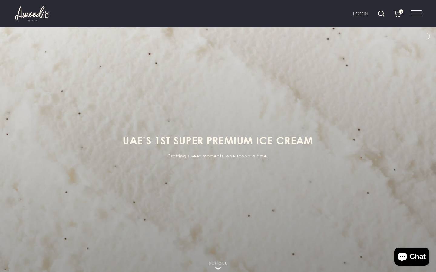 amoodiscreamery.com homepage screenshot