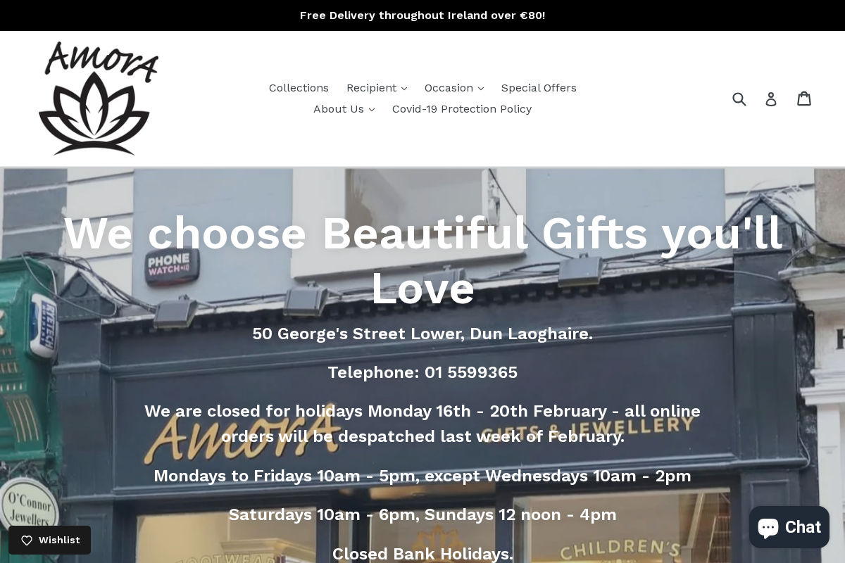 AmorA Gifts & Jewellery Ltd homepage screenshot