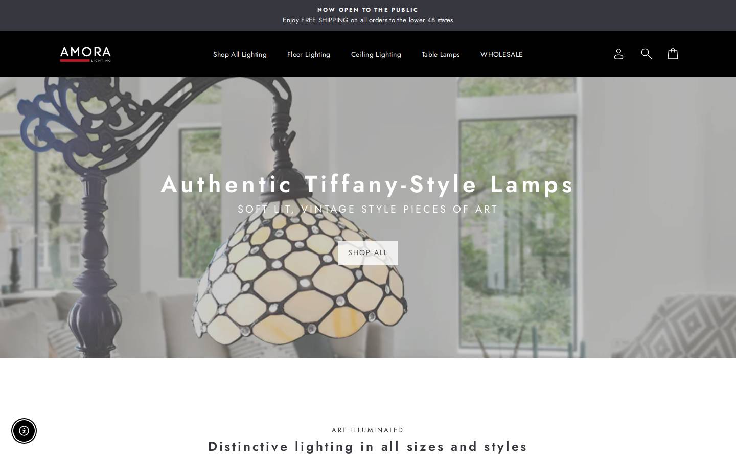 amoralighting.com homepage screenshot