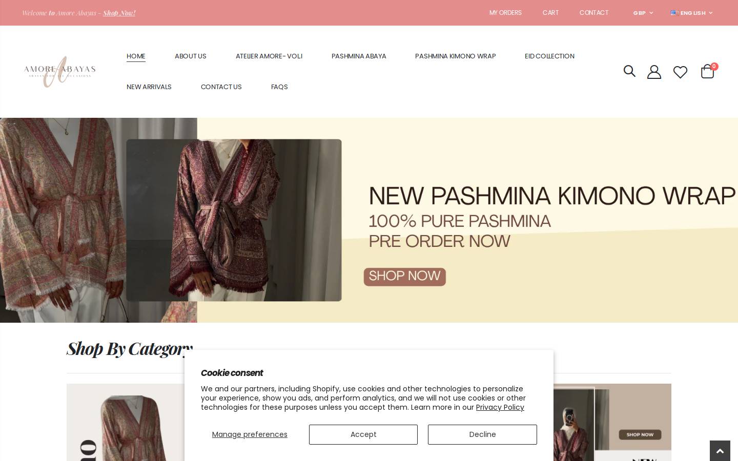 amoreabayas.store homepage screenshot