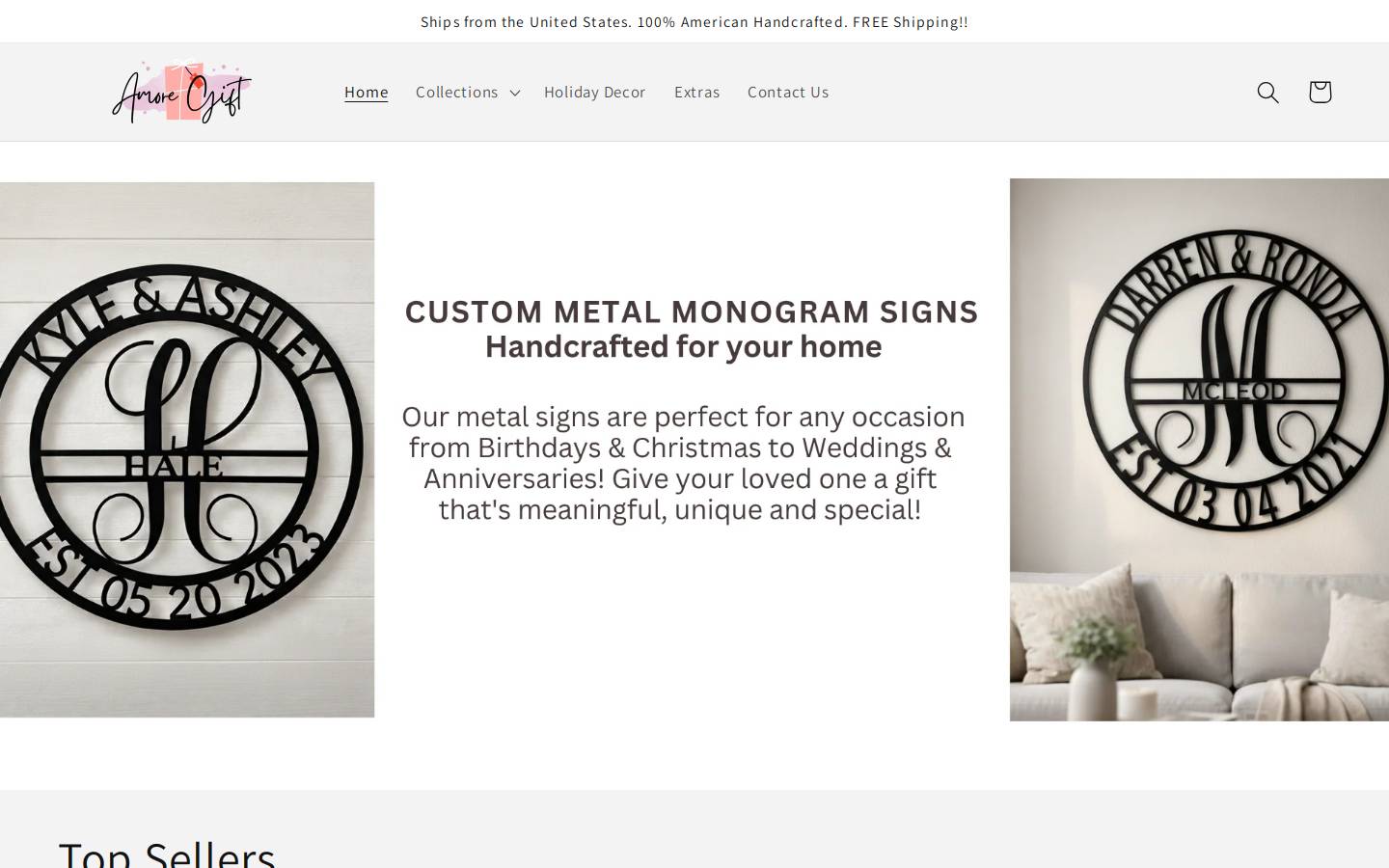 amoregift.com homepage screenshot