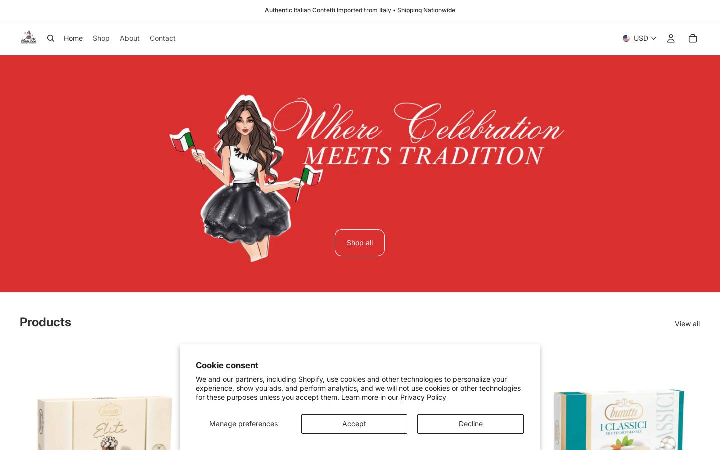 amoremioconfetti.com homepage screenshot