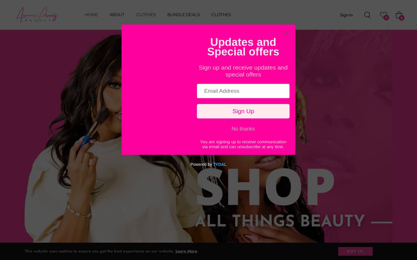 amoreparrisbeauty.com homepage screenshot
