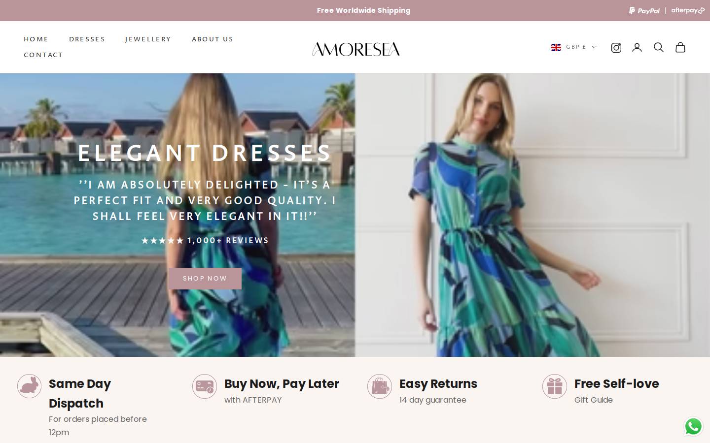 amoresea.com homepage screenshot