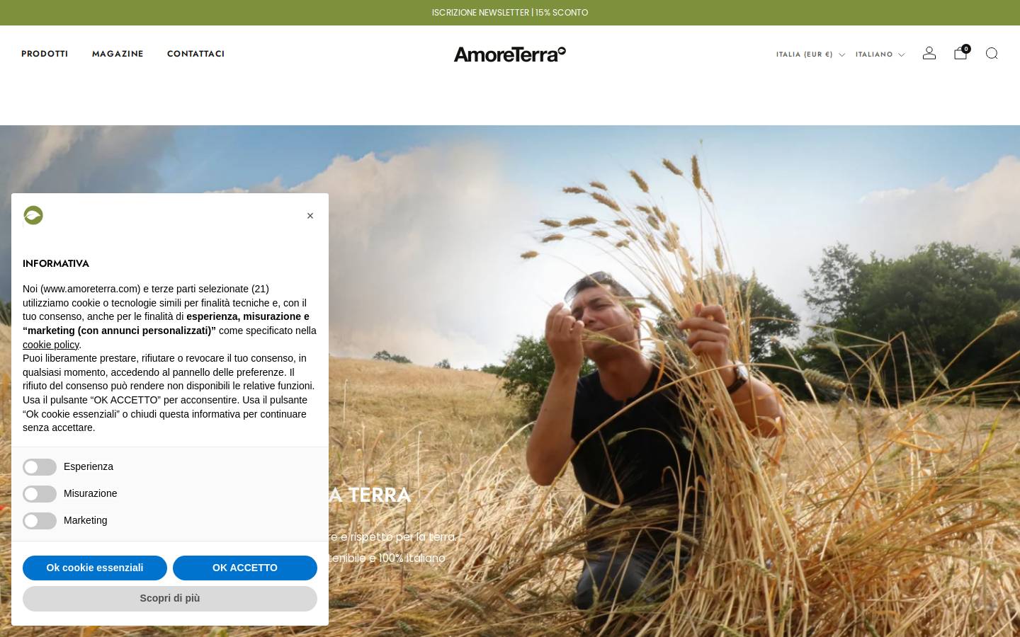 AmoreTerra homepage screenshot
