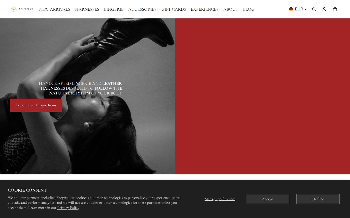 Atelier Amoreze homepage screenshot