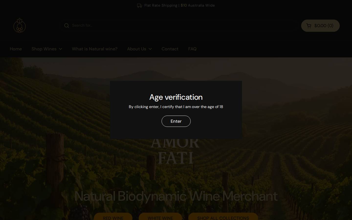 amorfatiwines.com.au homepage screenshot