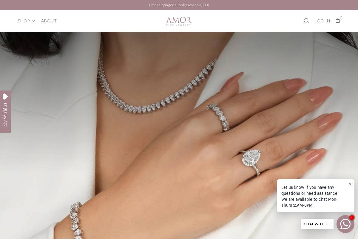 amorfinejewelry.com homepage screenshot