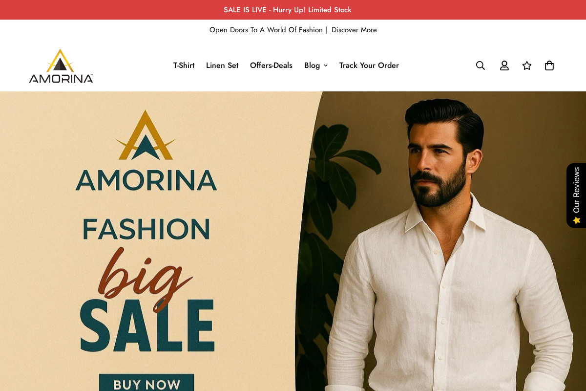 Amorina.in homepage screenshot