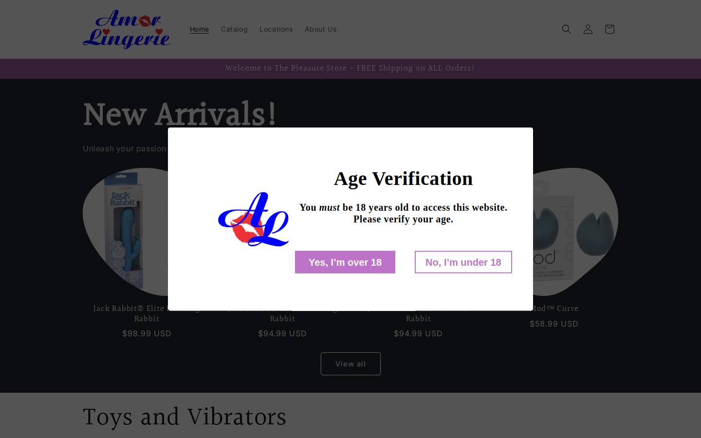 amorlingerie.com homepage screenshot