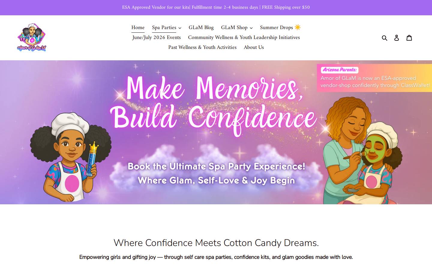 amorofglam.com homepage screenshot