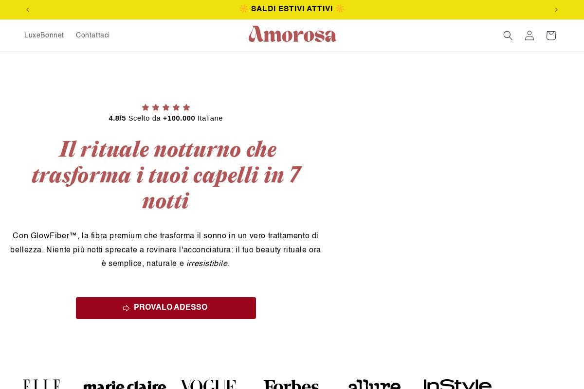 amorosaofficial.com homepage screenshot
