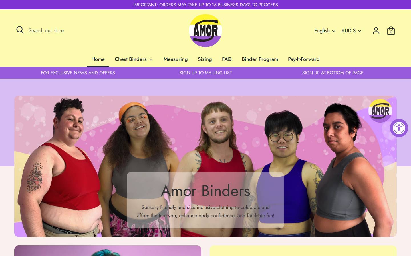 amorsensory.com homepage screenshot