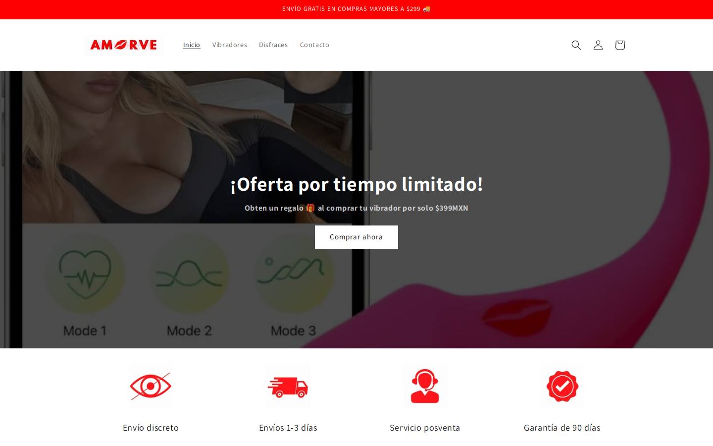 amorve.com homepage screenshot