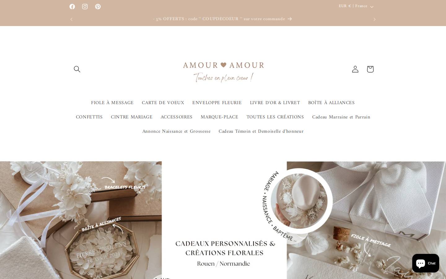 AMOUR AMOUR : Cadeaux personnalisés homepage screenshot