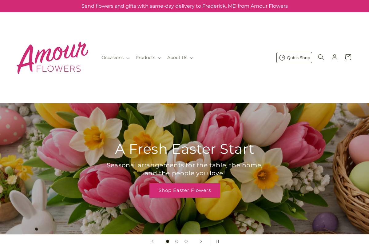 amourflowers.com homepage screenshot