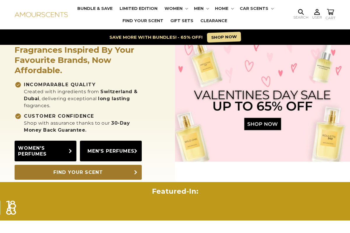 Amour Scents homepage screenshot