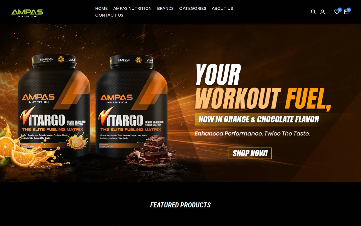 ampasnutrition.com homepage screenshot