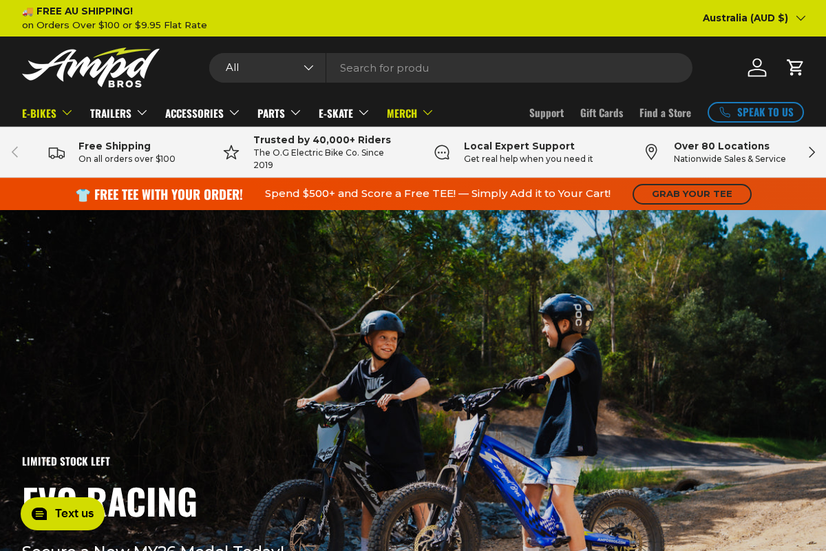 Ampd Bros Electric Bikes homepage screenshot