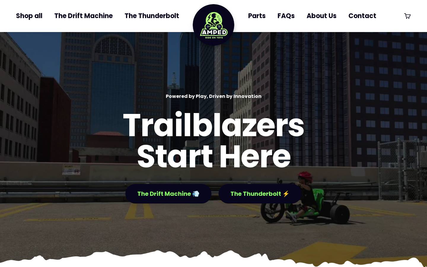ampedrideontoys.com homepage screenshot