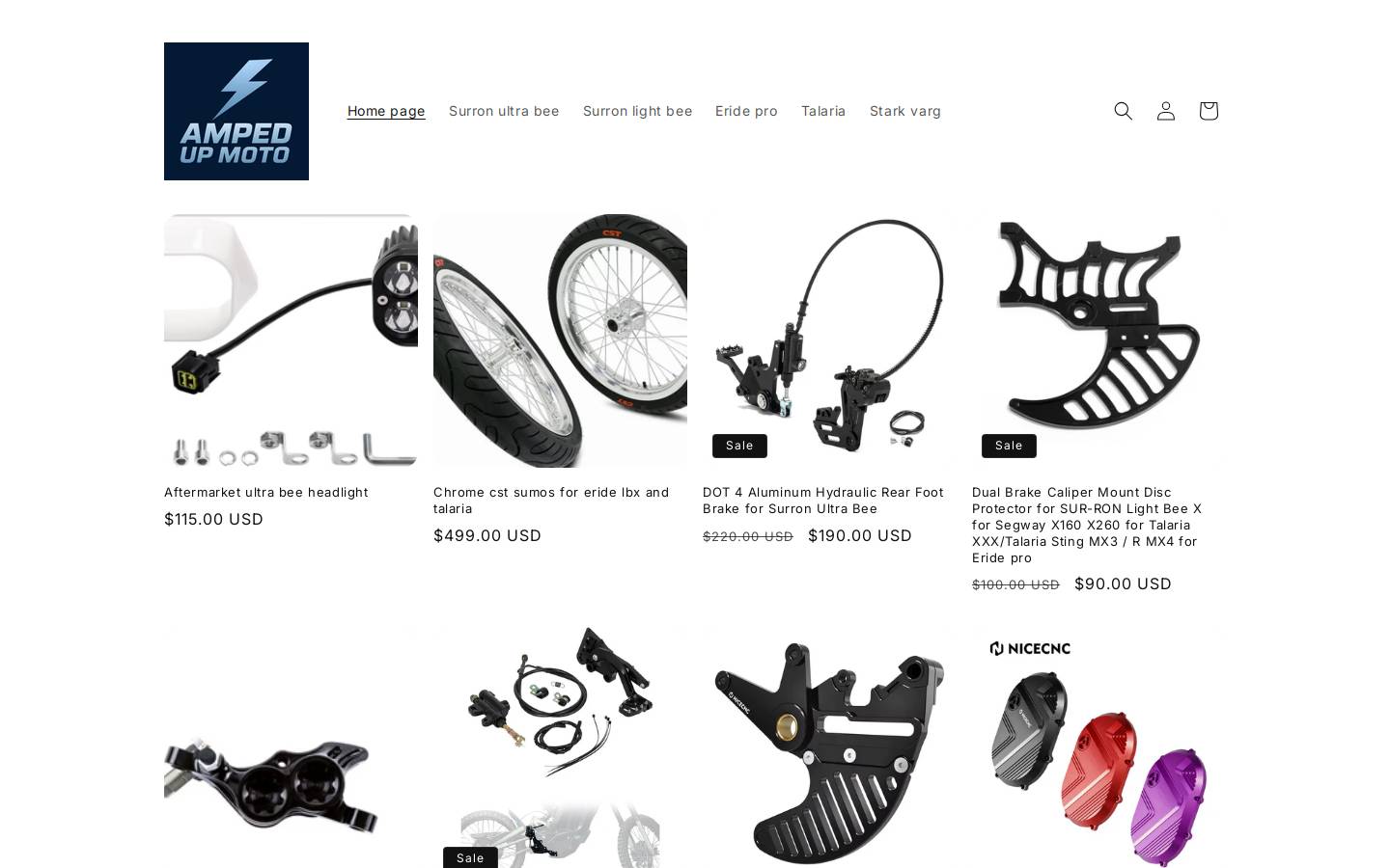 ampedupmoto.com homepage screenshot