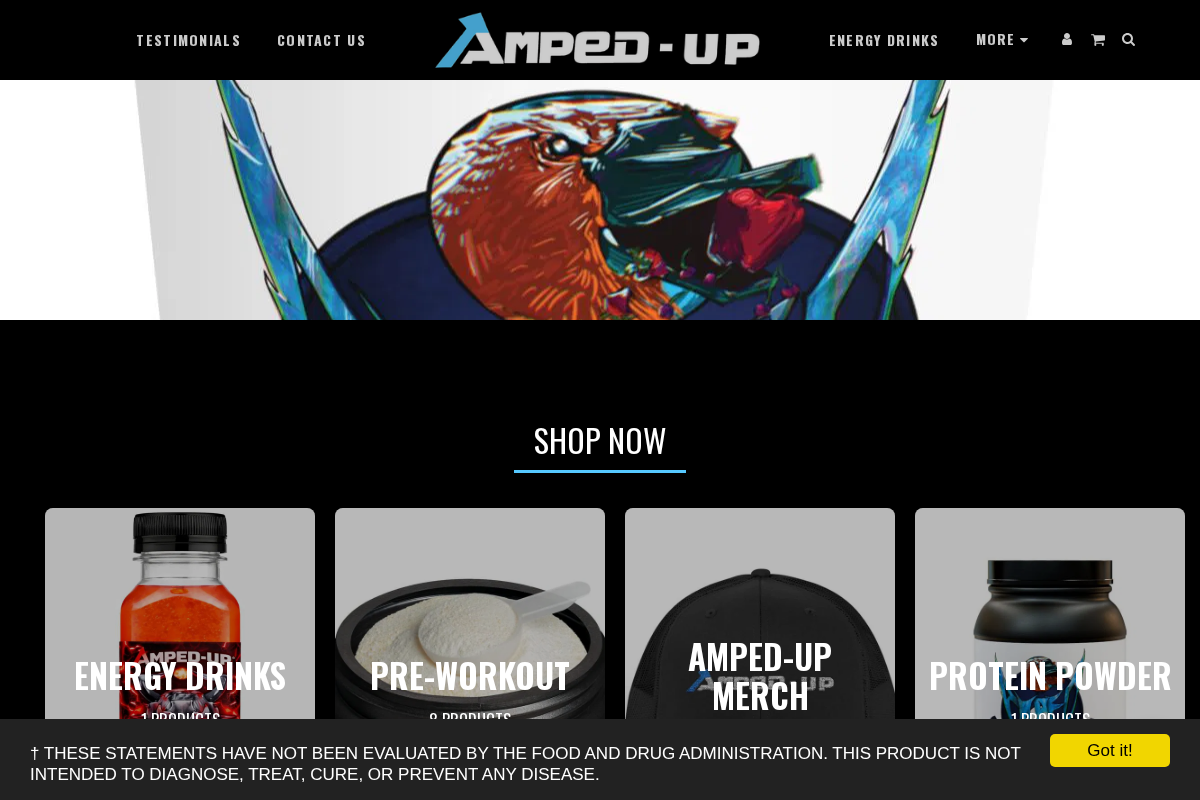 ampedupshop.com homepage screenshot