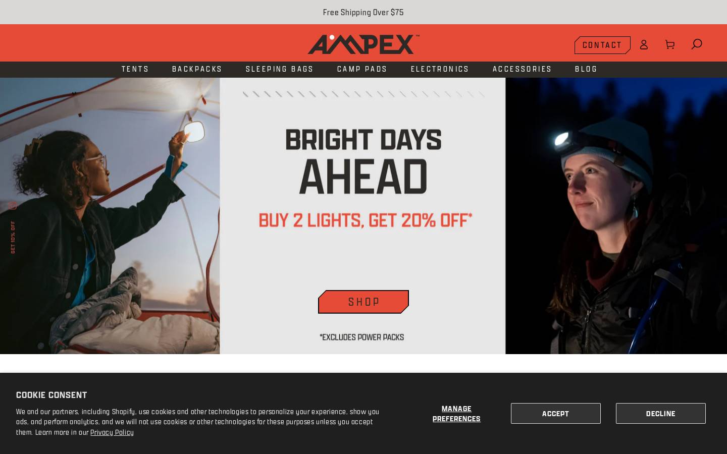 ampexgear.com homepage screenshot