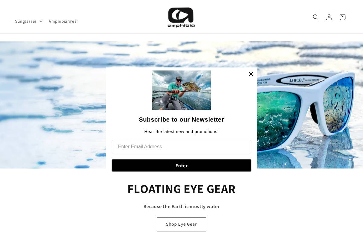 Amphibiaeyegear homepage screenshot
