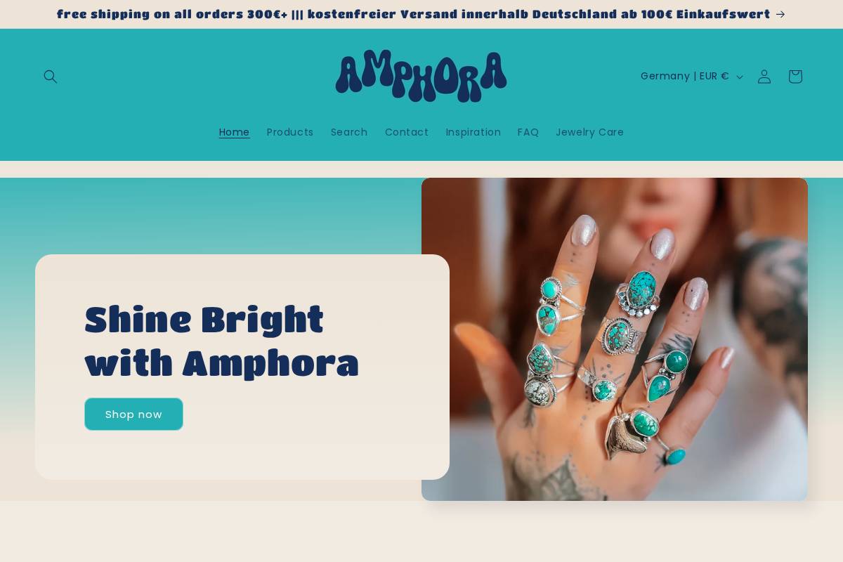 amphora-gems.com homepage screenshot
