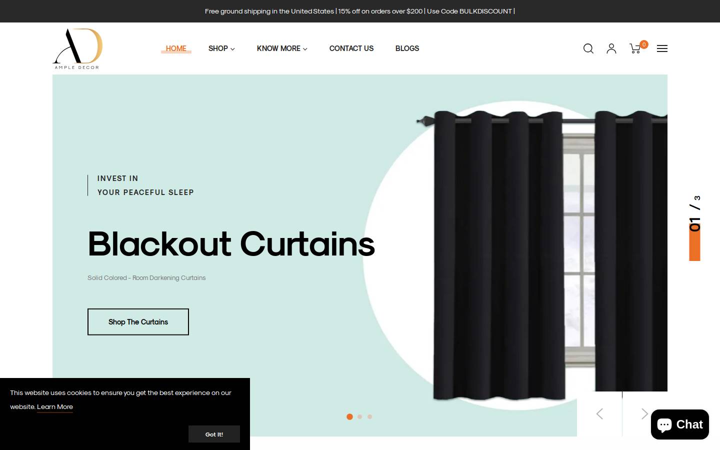 ampledecor.com homepage screenshot
