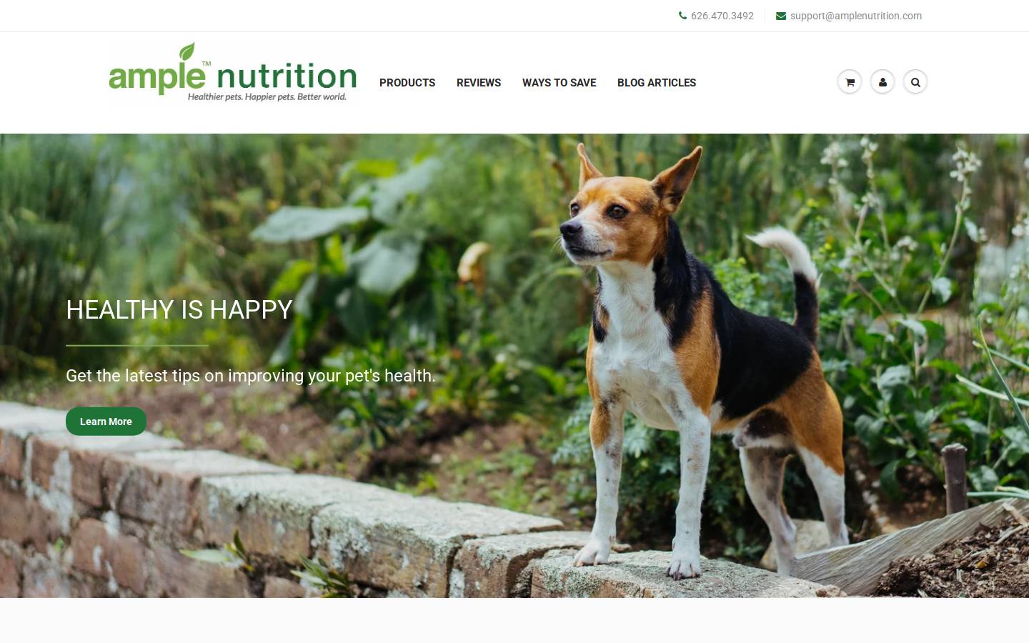amplenutrition.com homepage screenshot