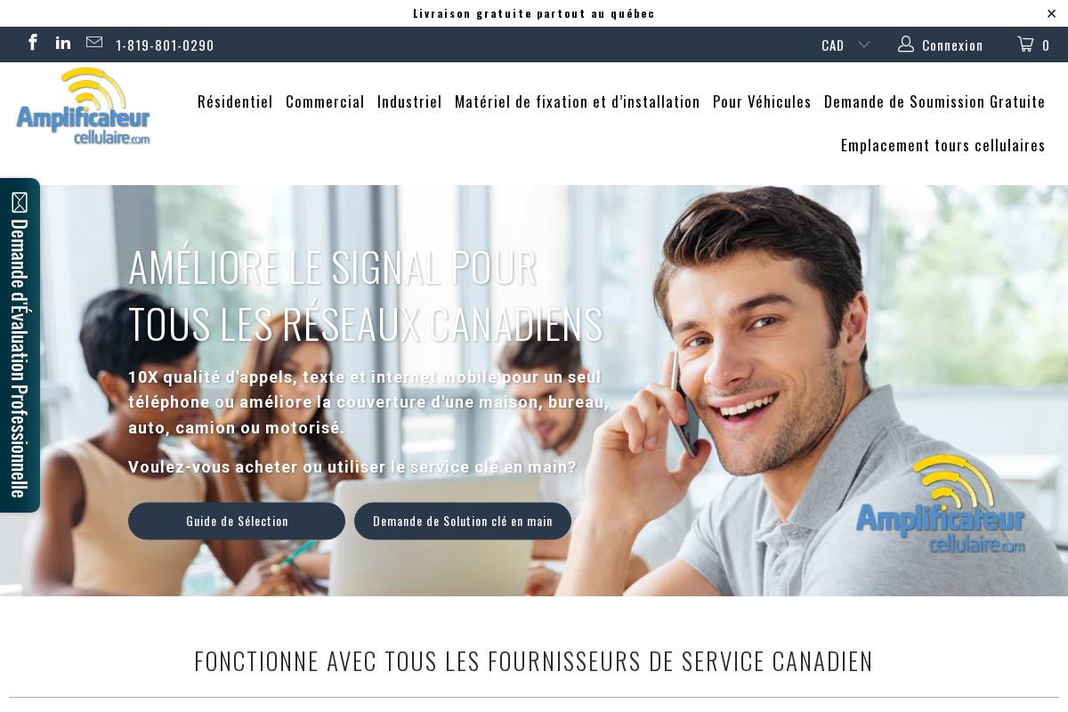 amplificateurcellulaire.com homepage screenshot